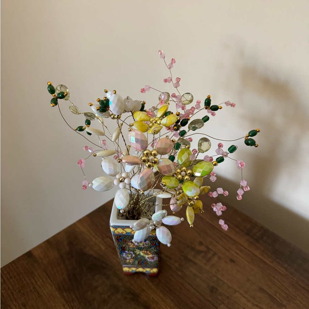 Beaded flower stems for vase